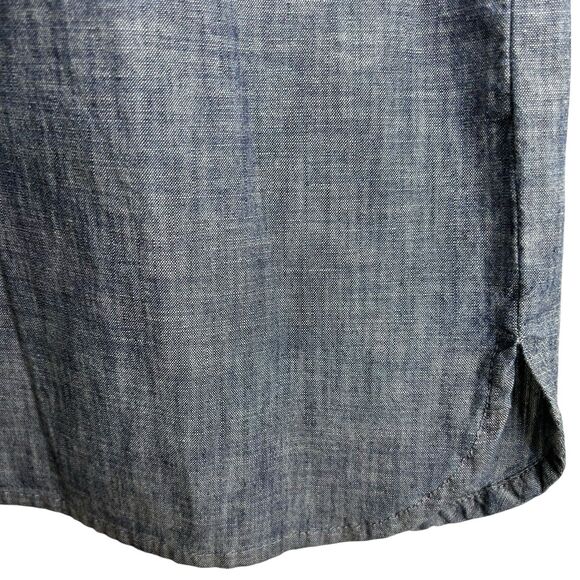NEW J.Jill Shift Dress LARGE Chambray Pintuck Button Front Long Sleeves Boho - Picture 9 of 13
